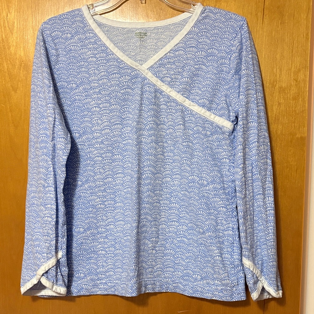 Garnet Hill Set Blue and White Patterned Long Sleeve